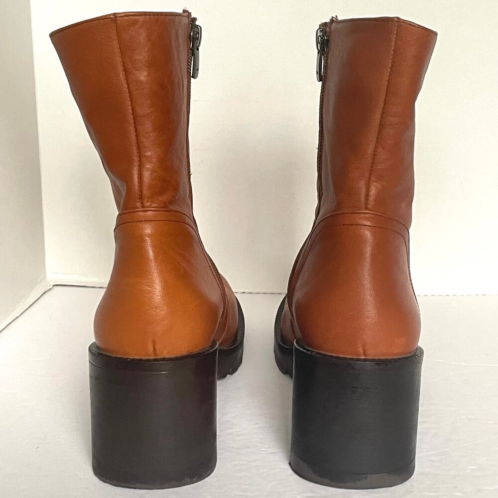 Steve Madden Naya Cognac Leather Ankle Boots Womens 39 Brown (8.5 - 9 US) - Picture 5 of 12